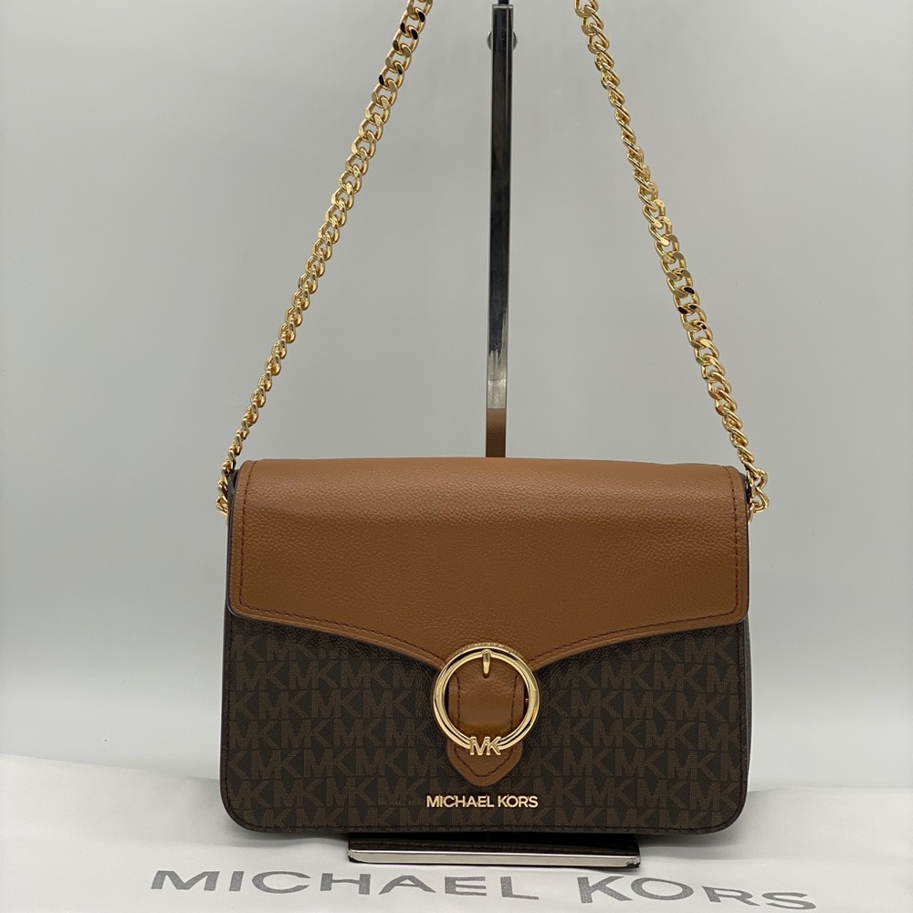 MICHAEL KORS WANDA MEDIUM SHOULDER CROSSBODY BROWN - Picture 4 of 16